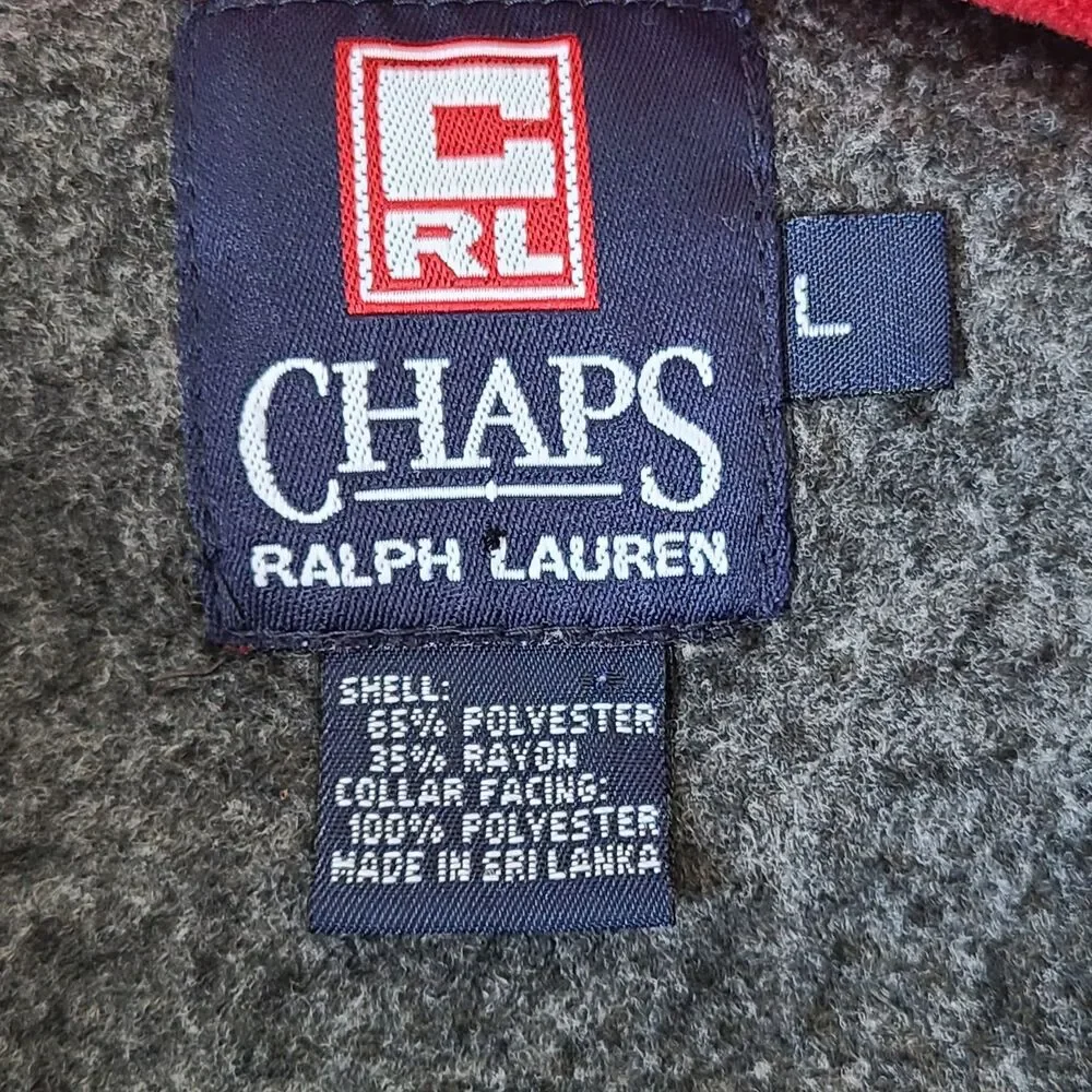 Vintage Chaps Ralph Lauren Fleece Pullover Mens Large Gray Snap Neck